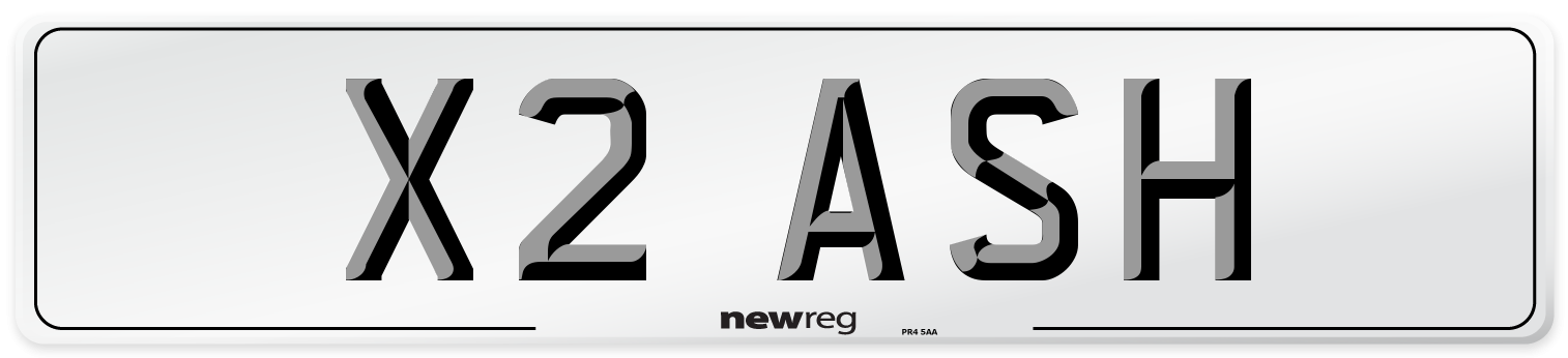 X2 ASH Number Plate from New Reg